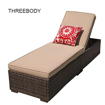Patio Chaise Outdoor Lounge Sofa Adjustable Hight With Cushion Espresso Brown
