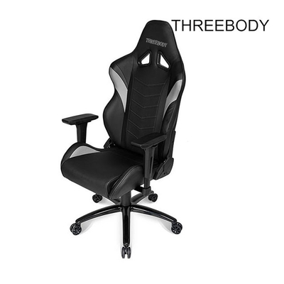 Black And Gray Leather Gaming Chair 360 Degree Swivel Rotation Fire - Retardant