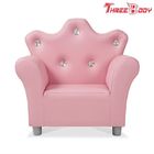 Comfy Modern Kids Furniture Child 'S Crown Armchair Pink PU Leather Sofa For Girls