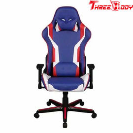 Мобильный удобный стул игры компьютера, голубой стул стола места гонок кожи ПУ