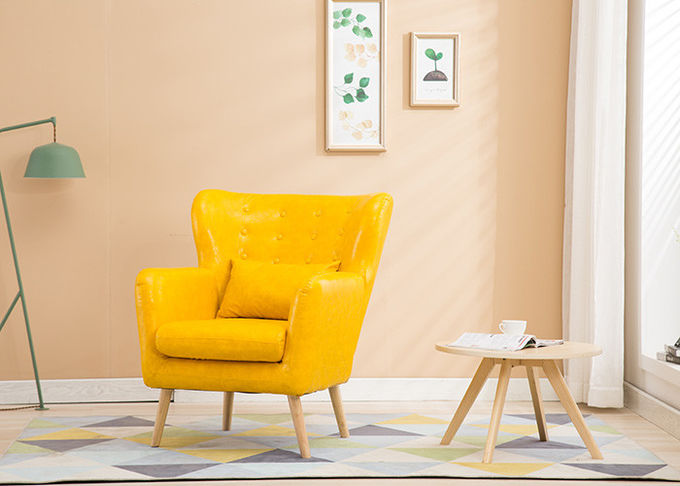 Цвет желтого цвета Минг софы ткани живущей комнаты деревянный с хигх-денситы губкой