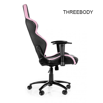 Black And Pink Racing Gaming Chair With Adjustable Neckrest And Lumbar Support